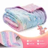 Couvertures Swaddling Glow in Dark Throw Licornes Lumineuses pour Filles Garçons Cosy Fleece Soft Plush Enfants Flanelle Rainbow 221103