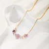 Chains Makersland Natural Stone Necklace Colorful Gravel Beaded Hand Woven For Women Summer Purple Fashion Jewelry