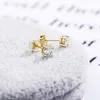 3mm-8mm Bling Moissanite 스톤 925 스털링 실버 14K 골드 도금 라운드 귀걸이 스터드 남성 여성을위한 멋진 선물