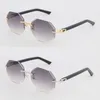 최신 패션 림없는 판자 선글라스 여성 선글라스 디자인 큰 사각형 태양 안경 주행 금속 프레임 안경 금 갈색 렌즈 그레이 다이아몬드 컷 렌즈 크기 55