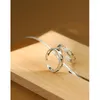 Pierścienie klastra Shanice S925 Sterling Silver Otwarty pierścień Koreański ins retro puste serce klasyczny prosty okrągły palec ślubny punk