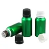 Storage Bottles 12pcs/lot Refillable Green Painted Essential Oil Bottle E Liquid Vials Containers 15ml 20ml Sample With Cap & Reducer