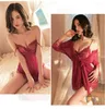 Vêtements de nuit pour femmes, ensemble de Robe florale, costume de maison, nuisette en dentelle transparente, Lingerie Sexy, longue Robe de pyjama blanche