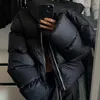 女性のダウン冬のジャケットカジュアルブラックブラック特大バブルコート女性2022ファッションジッパースカーフカラーショートパフジャケットグリーンパーカー