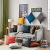 Pillow 1Pc Home Decoration Faux PU Leather Cover 45x45 Funda Cojin Solid Square Decor Sofa Couch Bedroom Decorative Case