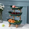 Piatti Piatto da frutta con supporto in legno Ciotola da portata per caramelle Organizer da cucina Rack Vassoio da esposizione per feste