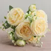 Fleurs décoratives 30cm Rose Rose pivoine Bouquet artificiel faux pour la décoration de mariage à la maison décor de Table d'intérieur arranger les plantes