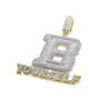 Ketten Drop Ship Männer Hip Hop Halskette Schmuck mit voller weißer CZ Pave Buchstabe B selbst Anhänger Lange Seilkette Platte Gold Silber Farbe