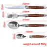 Besteck-Sets 4-teiliges Besteckset Edelstahl Abendessen Messer Gabel Löffel ABS Holzmaserung Griff Holzgeschirr Restaurant Home Tablewere