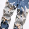 Jeans Masculino Masculino Jeans Tie and Dye Rasgado Jeans Streetwear Buracos Destroyed Calças Lavadas Calças retas T221102