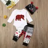 Kledingsets Citgeett herfst herfst 3 st geboren babyjongen meisje kerstkleding beer print romper broek outfits lente 221103