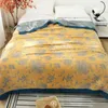 Decken Baumwoll nordisch bedruckte Bettbreite auf dem Bett gelber Musselin gro￟