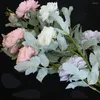 Decorative Flowers 1 Bundle Silk Peony Macarone Artificial For Home Decor Christmas Fake Flower Bouquet Wedding Party Decorations Indoor