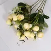Fleurs décoratives 1 Bouquet Artificielle Rose Fleur Pour Mariage Douche Nuptiale Décoration DIY Simulation Bouquet Décor À La Maison Fournitures