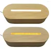 Night Lights Wooden LED Light Oval Display Base Stand Lasers Crystal Glass Lighted Resin Art Ornament