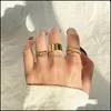 Anillos de racimo Anillos de racimo 6 unids / set Punk Finger Minimalista Liso Color Oro Geométrico Metal para mujeres Niñas Joyería de fiesta Bijoux F Dhfkq