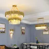 Żyrandole salon luksusowa złota stal K9 Kryształ duży okrągłe luminaria lampa Lampa LED LED LAMPARAS LAMPARAS LAMPARAS