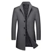 Men's Trench Coats Autumn Winter New Men's Casual Boutique Long Wool Coat / Male Solid Color Lapel Single Breasted Trench Blends Jacket Windbreaker T221102