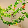 Strings 20/50/100LED Artificial Green Rattan Leaves Fairy Light Wall Hanging Leaf Christmas String For Party Decor