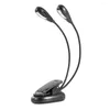 Bordslampor LED -￶gonskydd Bok Nattljus Dual Flexibel Arms Studie Desk Lamp Batteri Powered For Travel Bedroom Reading