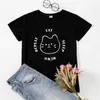 Uyku Miyav Test Tişörtlü Tişört T-Shirt Kawaii Baskı Kadın T-Shirts Top Kısa