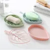 Soap Dishes Leaf Shape Box Drain Holder Bathroom Shower Portable Plastic Sponge Tray Kitchen Accessories