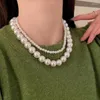 Girocollo vintage elegante matrimonio grande collana di perle per le donne moda gioielli d'imitazione bianchi