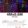 Strängar 3x1/3x3/2x2m LED ICICLE String Lights Christmas Fairy Garland Outdoor Home For Wedding/Party/Curtain/Garden Decoration