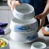 Sk￥lar japansk stil retro hush￥llsglasad keramik porslinsk￥l nudlar soppa soppa
