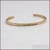 Bangle Bangle Inspirerende Mantra Cuff Lettering Live What Your Love gegraveerde sieraden Sier Gold Rose Tonebangle Drop Delivery 2022 DHC7Y