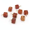 Pendant Necklaces High Quality Natural Stone Small Square Reiki Heal Red Agate Charms For Jewelry Making DIY Necklace Accessories 17x17mm