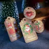 Christmas Decorations 50pcs Merry Kraft Paper Tags Gift Label DIY Package Wrapping Santa Claus Hang Tag With Rope Wedding Favors