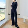 Tweedelige broek voor dames 2022 Winter Knit Set vrouwen Casual Pure Color Koreaanse stijl 2 Kantoor Lady Outwear Sport Sweater Suits Vrouw