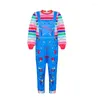 Kledingsets jongensmeisjes Halloween grappige feestkinderen spelen chucky cosplay kostuum kinderen cartoon horror ghost pop lange mouw jumpsuits jurk