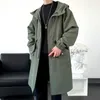 Trench da uomo Giacche da uomo nere unisex Soprabito Giacca a vento primaverile Blazer Streetwear Giacca da lavoro Uomo Abbigliamento maschile con cappuccio