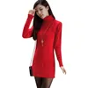 Casual Dresses Women Turtleneck Sweater Dress Autumn Winter Slim Pullovers Knitted Female Mini Knitwear Vestidos Robes AB571