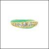 クラスターリングクラスターリング2021 Colorf Rainbow Jewelry Open Adcusted Women Finger Gold Color CZ Neon Enamel Dome Ring Drop Delivery DH3O9