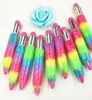 Rainbow Plush Fur Point Pens 6 in 1 Fluffy Letracting Artraction Pens Birthday Holiday Party Gift for Girls Women Kids School Classroom Raward