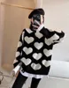 Qnpqyx nova corea y2k women knit false 2 peças Sweater Winters Leisure Love Round Neck Sweater Loose Style Lazy Blouse All-Match