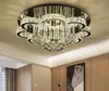 Hangende lampen kroonluchters luxe moderne glans K9 kristallen led plafond kroonluchter chroom staal dimbare kroonluchter verlichting luminarie