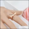 Cluster Rings Cluster Rings Sweet Romance Womens Cat Ear Ring Rose Gold Pearl Engagement Wedding Banquet Jewelry Valentines Day Gift Dhpl8