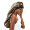 غطاء ساتان طويل إضافي للنساء قبعة نوم حريري طبقة مزدوجة أغطية الشعر الطويلة ضفائر جودة النطاق المرن الناعم المجعد