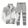 Męskie dresy 1 set Stylish Men Men Sportswear Dwuczęściowy streetwear Spring Autumn Color Block Pockets Bluza dresowe spodnie