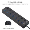 Enchufe del cable de alimentación Adaptador USB30 de 7 puertos USB portátil Multipuerto USB Hub de 30 puertos con interruptores Convertidor LED Transferencia de datos de 5 Gbps para PC portátil 221103