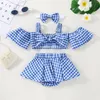 Clothing Sets 0-3Y Baby Girls Summer Clothes 3Pcs Off Shoulder Short Sleeve Knotted Tops A-line Pant Skirts Headwear Toddler Outfits