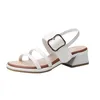 Sandaler Kvinnors sommarskor för kvinnor Blockera häl 4cm Sandalett Femme Leather Office Wear Formal Heels Elegant Comfy