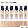 Fond de teint 6 couleurs fond de teint liquide mat longue durée blanchissant et anti-cernes crème de base pour le visage maquillage hydratant imperméable Cosmeti Dh64G