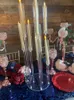 Party Decoration Whole 10 Arms Long Stemmed Modern Clear Acrylic Tube Hurricane Crystal Candle Holders Wedding Table Centerpie326y