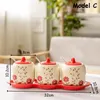 Dinnerware Sets Ceramic Seasoning Set Kitchenware Home-use Storage Box Bowl With Lid Sugar Pot 3 Bowls 1 Stand Spices Container