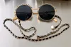 Goudbruine retro ronde zonnebrillen met ketting dames bril Summer zonnebril UV400 Bescherming Eyewear WTH Box1076409